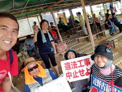 Rob Kajiwara at Henoko, Okinawa peace protest