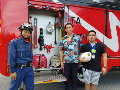 Rob Kajiwara at the Nakagusuku, Okinawa fire station tour