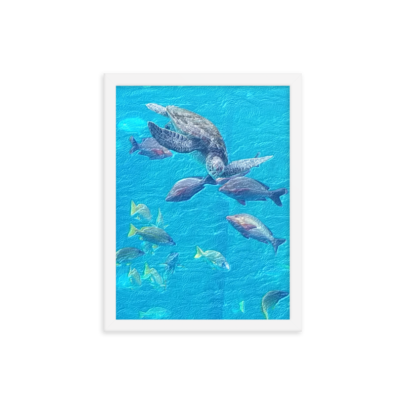"Turtle & Fish" Views of Ryukyu / Okinawa. 12"x16" Framed Poster. 2018.