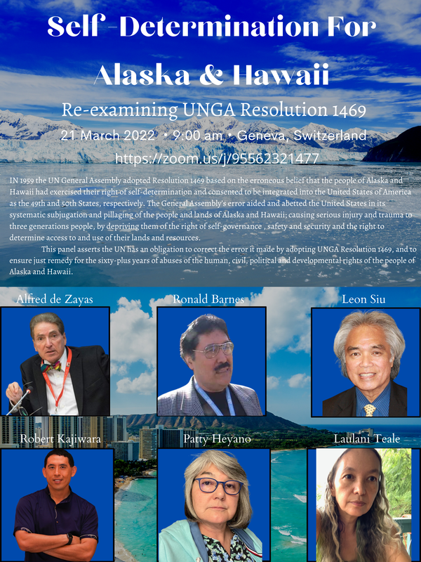 UN webinar: Self-Determination For Alaska and Hawaii